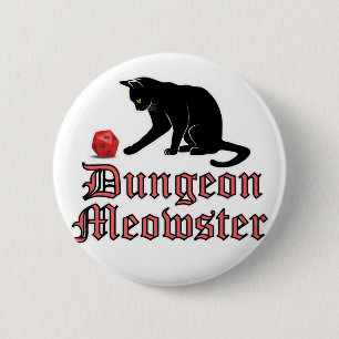 Chapa Redonda De 5 Cm Dungeon Meowster Funny RPG Cat con dados