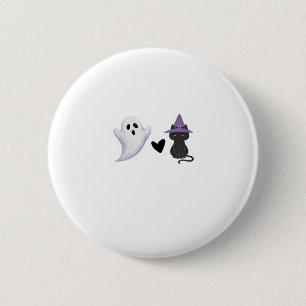 Chapa Redonda De 5 Cm Dúo adorable de Halloween Fantasma amistoso y gato