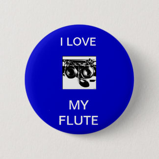 Chapa Redonda De 5 Cm dwarsfluit,  I LOVE, MY FLUTE