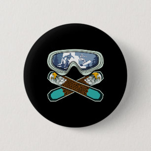 Chapa Redonda De 5 Cm Eagle Snowboarder Snowboard Goggles Retro Snowboar