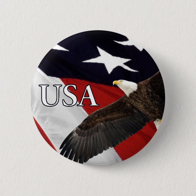 Chapa Redonda De 5 Cm Eagle y Flag USA (Anverso)