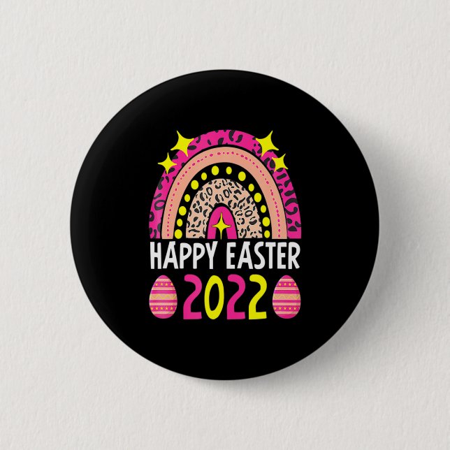 Chapa Redonda De 5 Cm Easter 2022 rainbow cute happy easter 2022 women  (Anverso)