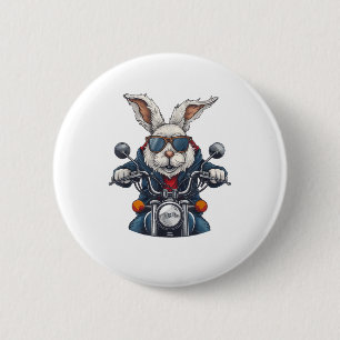 Chapa Redonda De 5 Cm Easter Bunny Rabbit Motorcycle Motorcicleta Biker