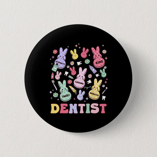 Chapa Redonda De 5 Cm Easter Dentist Retro Rdh Dental Hygienist Squad Bu (Anverso)