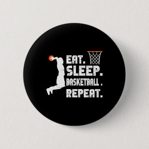 Chapa Redonda De 5 Cm Eat Sleep Bysketbyll Repetir a los deportistas de 