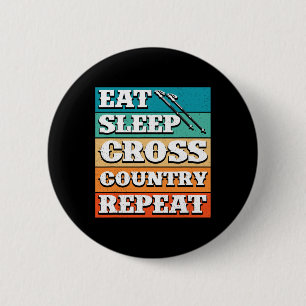 Chapa Redonda De 5 Cm Eat Sleep Cross Country Repetir deportes de invier