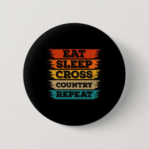 Chapa Redonda De 5 Cm Eat Sleep Cross Country Repetir deportes de invier