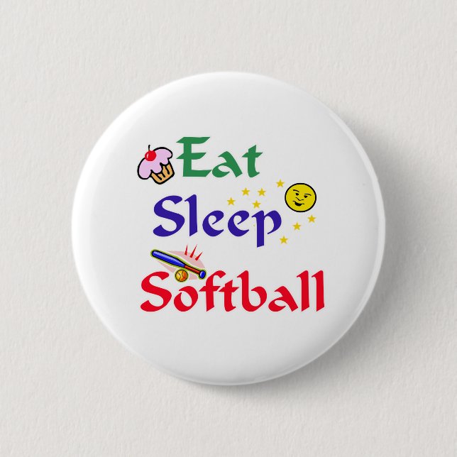 Chapa Redonda De 5 Cm Eat Sleep Sofball (Anverso)