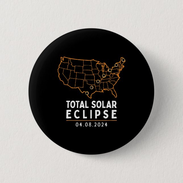 Chapa Redonda De 5 Cm Eclipse 2024 Fiesta América Totalidad Mapa total d (Anverso)