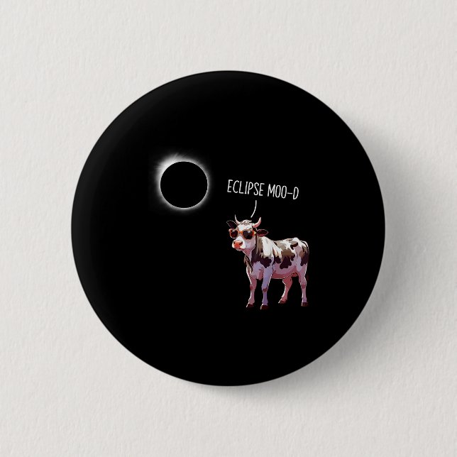 Chapa Redonda De 5 Cm Eclipse Moo-d Vaca Divertida Eclipse Solar Granjer (Anverso)
