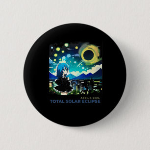 Chapa Redonda De 5 Cm Eclipse solar 2024 Arte estilo anime