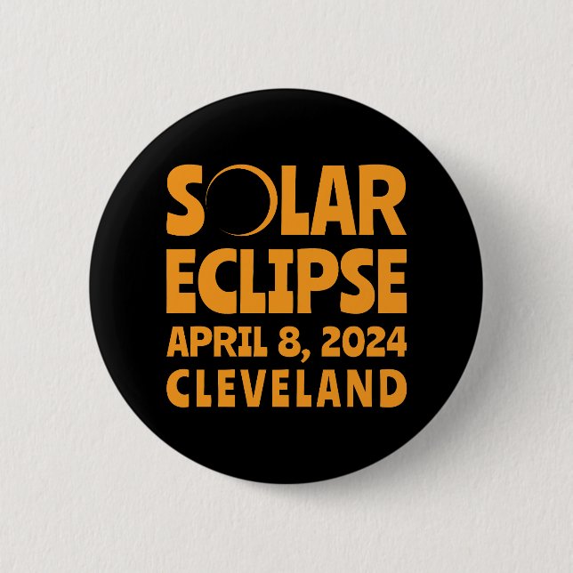 Chapa Redonda De 5 Cm Eclipse solar 2024 Cleveland Ohio (Anverso)