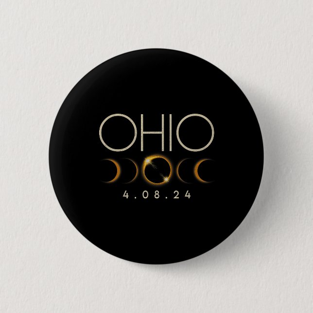 Chapa Redonda De 5 Cm Eclipse solar 2024 Eclipse solar total Ohio (Anverso)