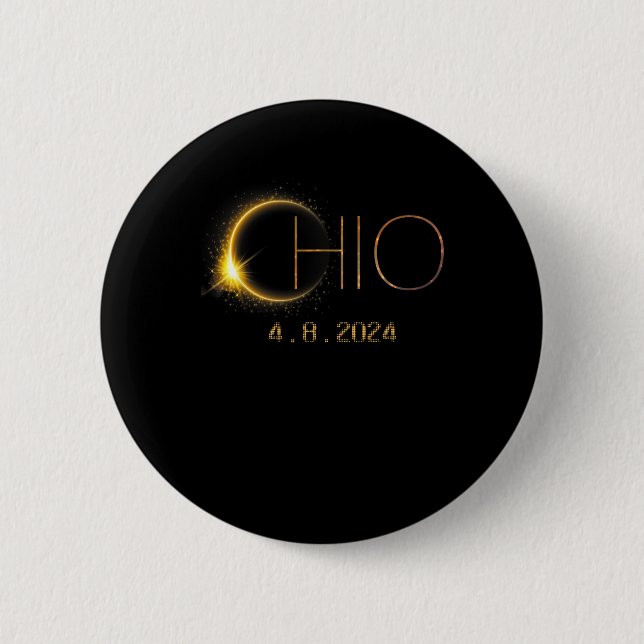 Chapa Redonda De 5 Cm Eclipse solar 2024 Eclipse solar total Ohio (Anverso)