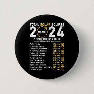 Chapa Redonda De 5 Cm Eclipse solar 2024 North America Tour State Totali