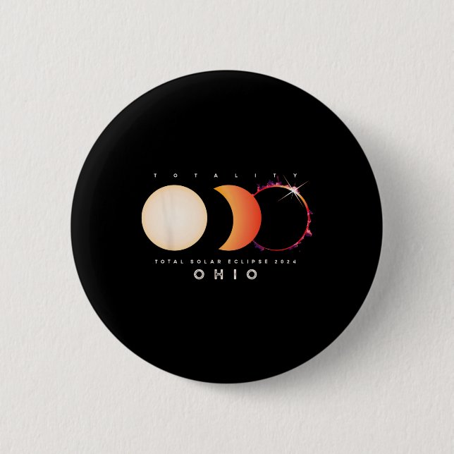 Chapa Redonda De 5 Cm Eclipse solar 2024 Ohio Total Eclipse America Grap (Anverso)
