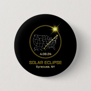 Chapa Redonda De 5 Cm Eclipse solar 2024 Syracuse Ny New York Totalidad