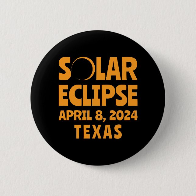 Chapa Redonda De 5 Cm Eclipse solar 2024 Texas (Anverso)