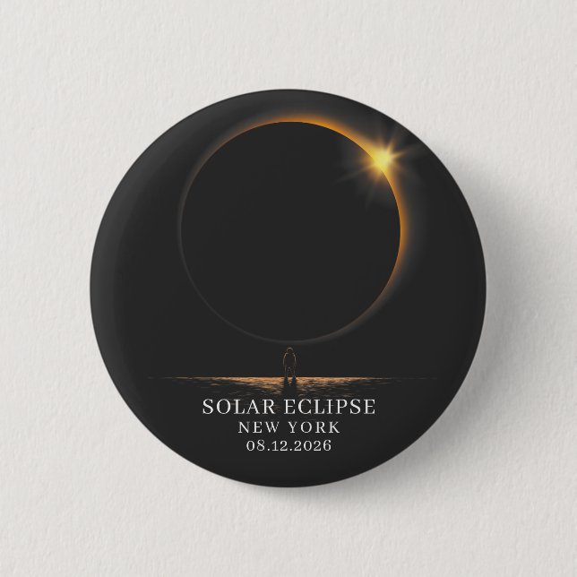 Chapa Redonda De 5 Cm Eclipse Solar 2026 Astronomía Celeste (Anverso)