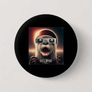 Chapa Redonda De 5 Cm Eclipse solar de los hombres de selfie Otter Kids