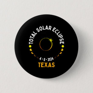 Chapa Redonda De 5 Cm Eclipse solar de Texas 2024 Fiesta Mapa total de E