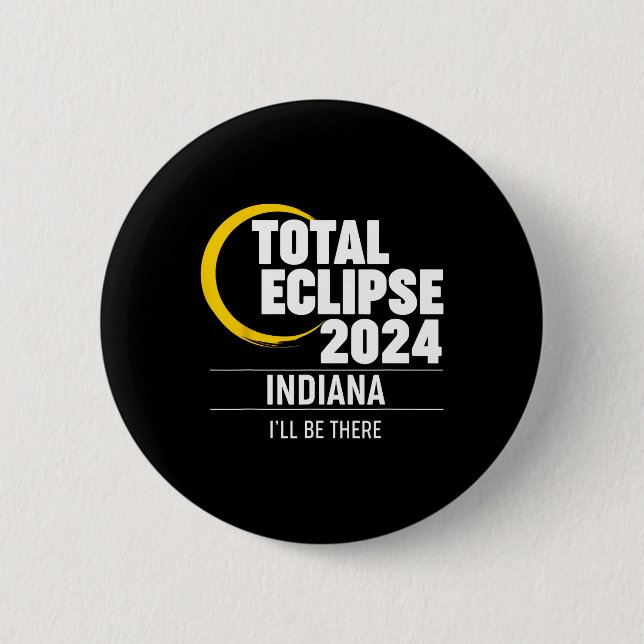 Chapa Redonda De 5 Cm Eclipse solar Indiana 2024 (Anverso)