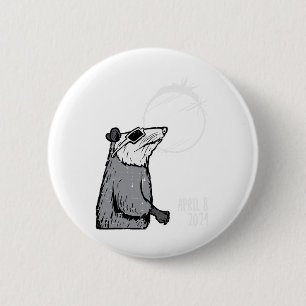 Chapa Redonda De 5 Cm Eclipse solar Opossum 2024 Totalidad Abril 8 Hombr