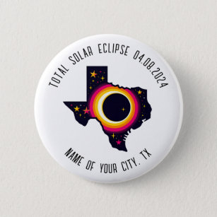 Chapa Redonda De 5 Cm Eclipse solar total 0408 2024 Ciudad Personalizado