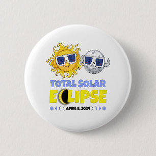 Chapa Redonda De 5 Cm Eclipse Solar Total 2024 Niños Eclipse Solar Cute