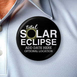 Chapa Redonda De 5 Cm Eclipse solar total - 2024 o fecha personalizado