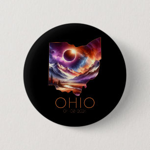 Chapa Redonda De 5 Cm Eclipse solar total 2024 Ohio estatal Totalidad Ab