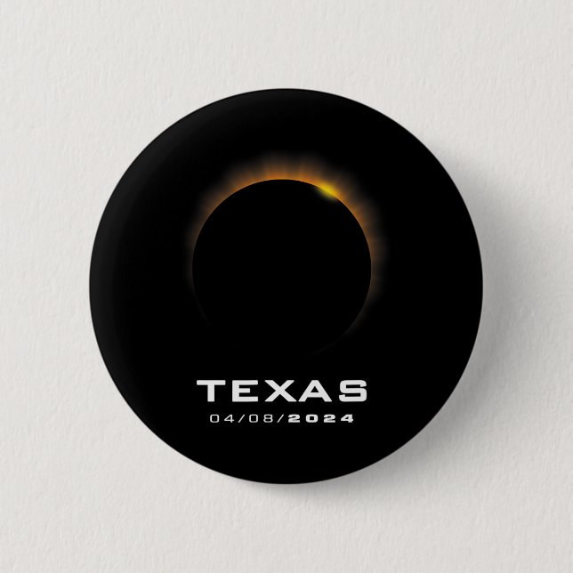 Chapa Redonda De 5 Cm Eclipse solar total 2024 Texas (Anverso)