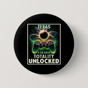Chapa Redonda De 5 Cm Eclipse solar total 2024 Texas Video Game Gamer