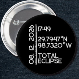 Chapa Redonda De 5 Cm Eclipse Solar Total 2026 Negro Personalizado