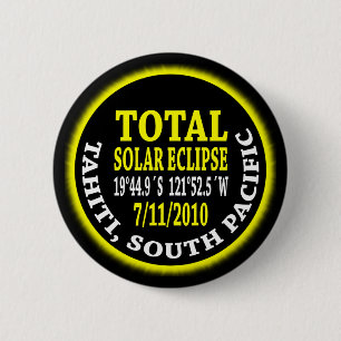 Chapa Redonda De 5 Cm Eclipse solar total 7/11/2010