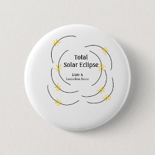 Chapa Redonda De 5 Cm eclipse solar total añadir fecha ubicación mitad s