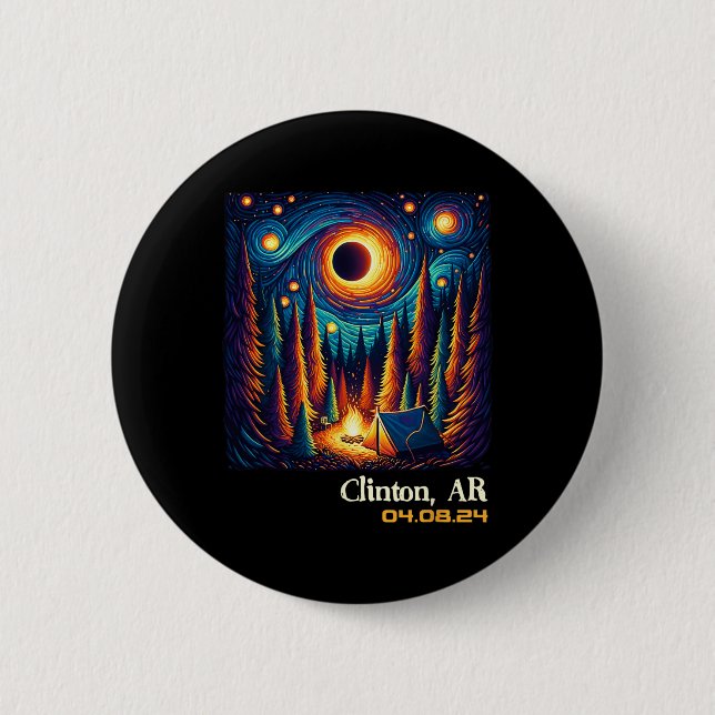 Chapa Redonda De 5 Cm Eclipse solar total Clinton Arkansas (Anverso)