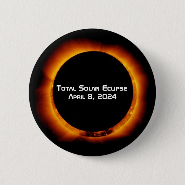 Chapa Redonda De 5 Cm Eclipse solar total de 2024 (Anverso)