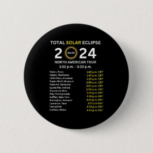 Chapa Redonda De 5 Cm Eclipse solar total de 2024 del 8 de abril trayect