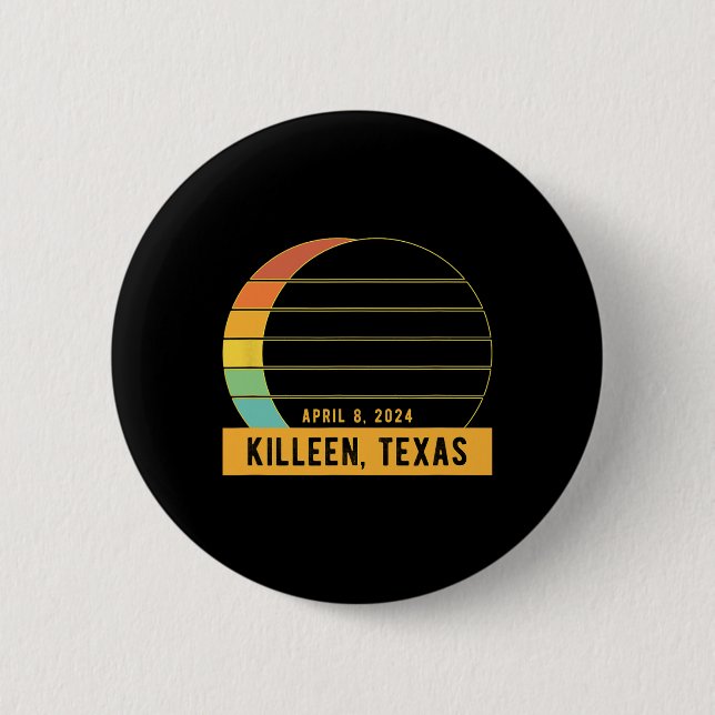 Chapa Redonda De 5 Cm Eclipse Solar Total De 2024 En Killeen Texas (Anverso)