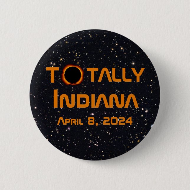 Chapa Redonda De 5 Cm Eclipse solar total de Indiana 2024 (Anverso)