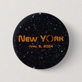 Chapa Redonda De 5 Cm Eclipse solar total de Nueva York 2024