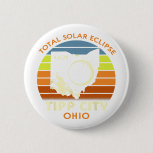Chapa Redonda De 5 Cm Eclipse solar total de Tipp City Ohio 2024
