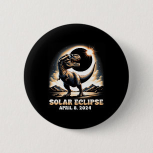 Chapa Redonda De 5 Cm Eclipse solar total Dinosaurio Dino T-rex Abril 8