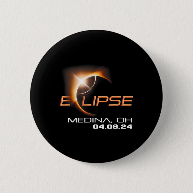 Chapa Redonda De 5 Cm Eclipse solar total Medina Ohio (Anverso)