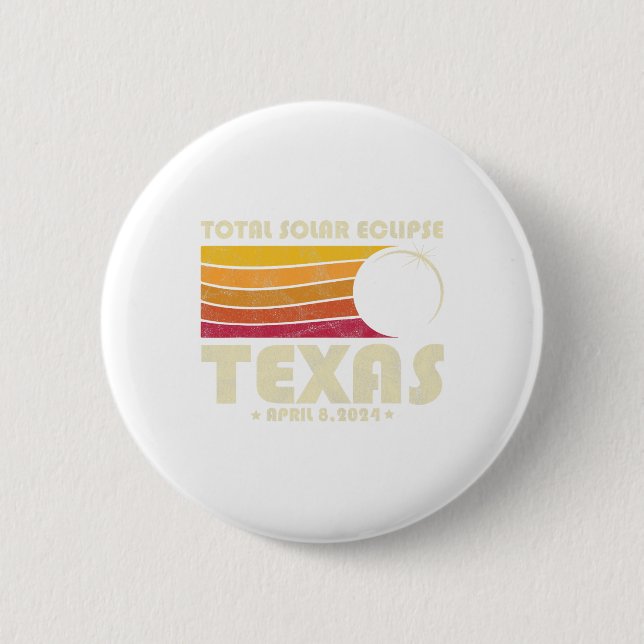 Chapa Redonda De 5 Cm Eclipse solar total retro 2024 Texas (Anverso)