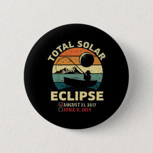 Chapa Redonda De 5 Cm Eclipse Solar Vintage 2024 Totalidad Pesca Abril