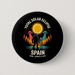 Chapa Redonda De 5 Cm Eclipse Total de Sol España 2026 Bigfoot Alien