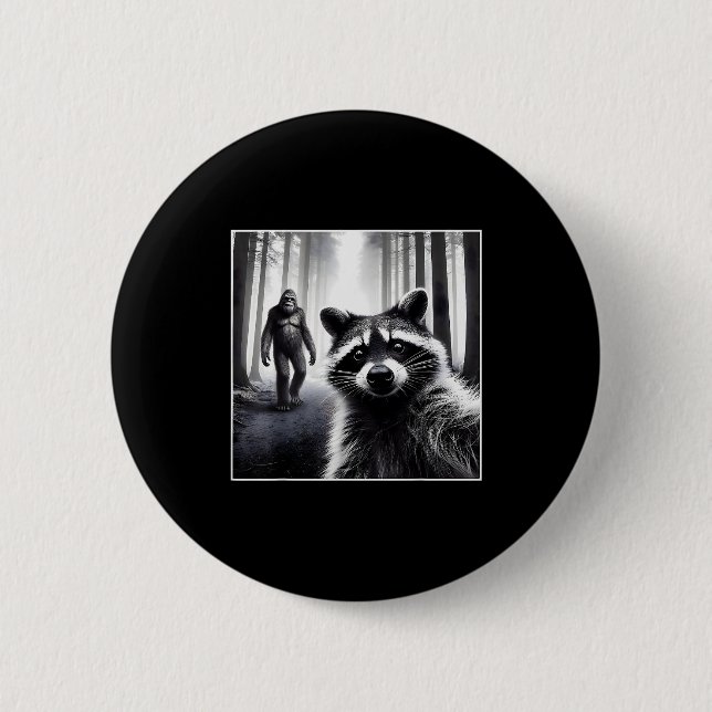 Chapa Redonda De 5 Cm Ed Mapache Selfie Con Sasquatch Pie Grande Diverti (Anverso)
