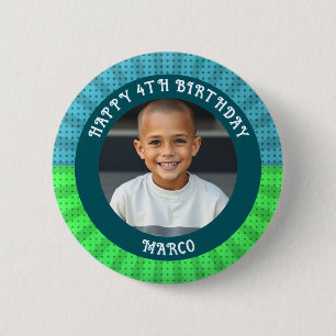 Chapa Redonda De 5 Cm Edad personalizada, nombre y foto cumpleaños